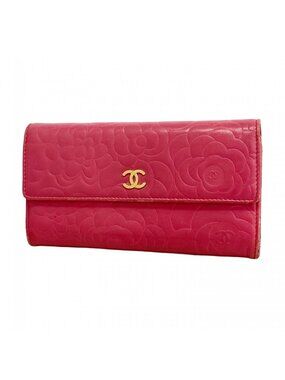 Chanel Wallet Camellia Lambskin Pink Gold